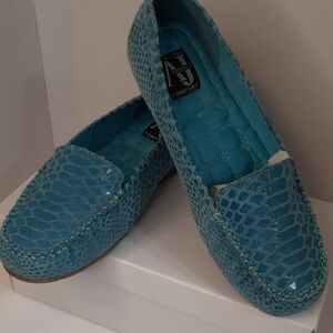 Aj Valenci Light Blue Textured Loafers Size 10W